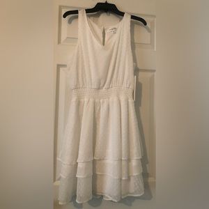 NWT White knee length dress with embroidered detail!